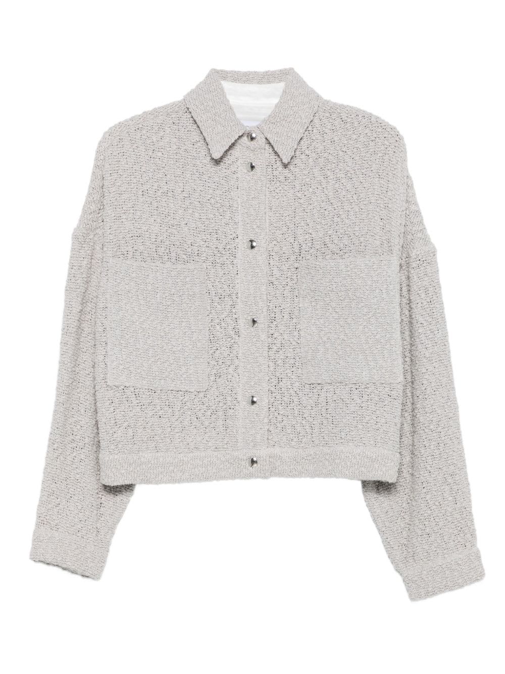 Iro Pabli Textured Weave Cotton Jacket With Patch Pockets In Gray