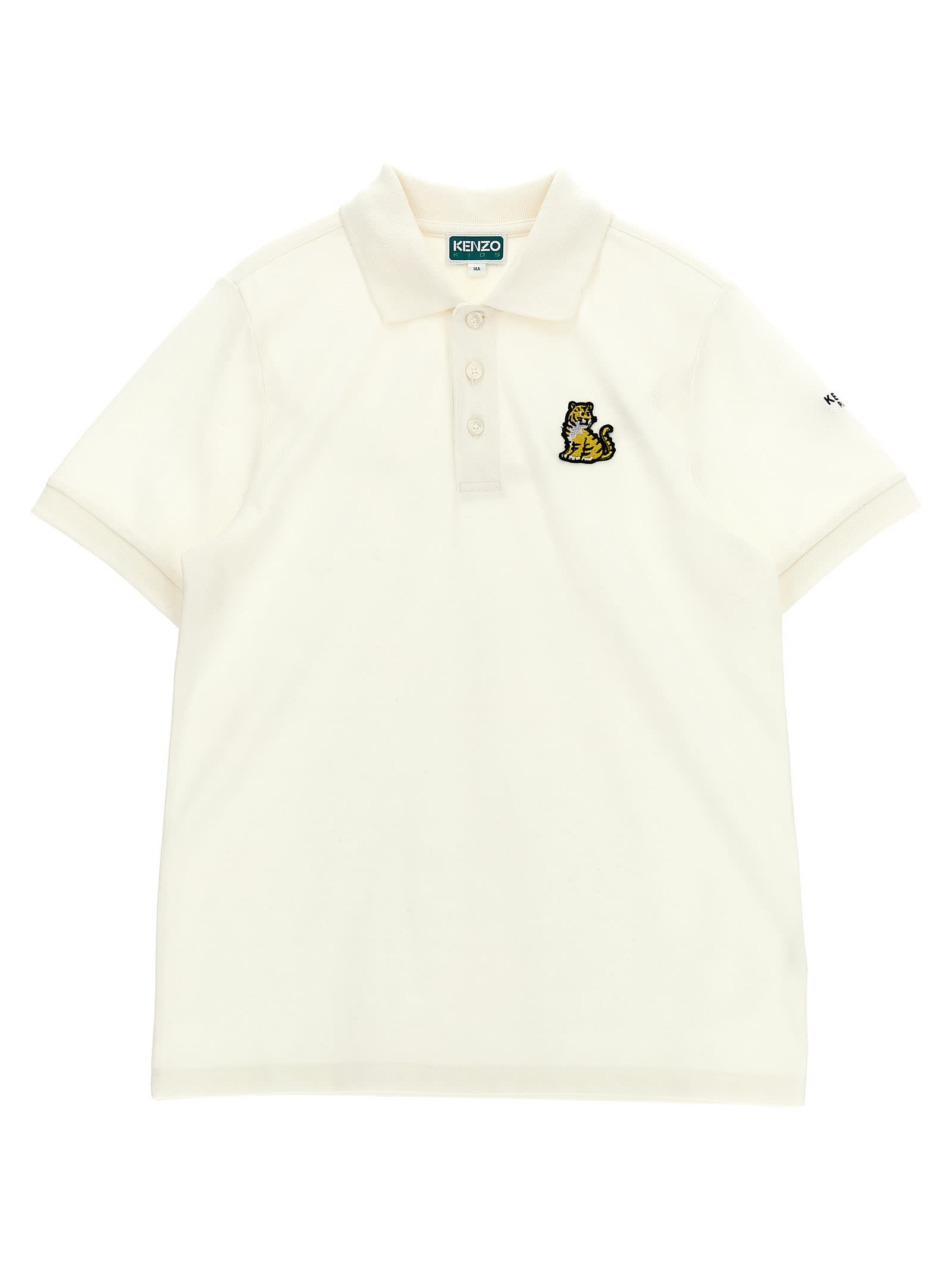 Kenzo Kids Patch Polo Shirt In White