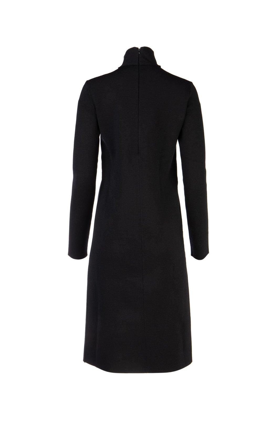 Shop Bottega Veneta Cut-out Long-sleeved Midi Dress In Black