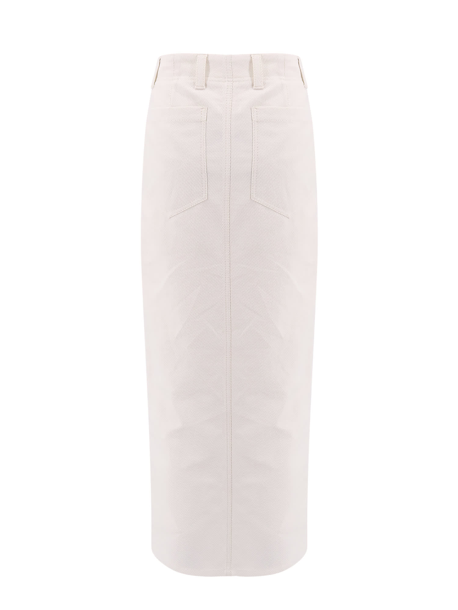 Shop Brunello Cucinelli Cotton And Linen Skirt With Diagonal Motif In White