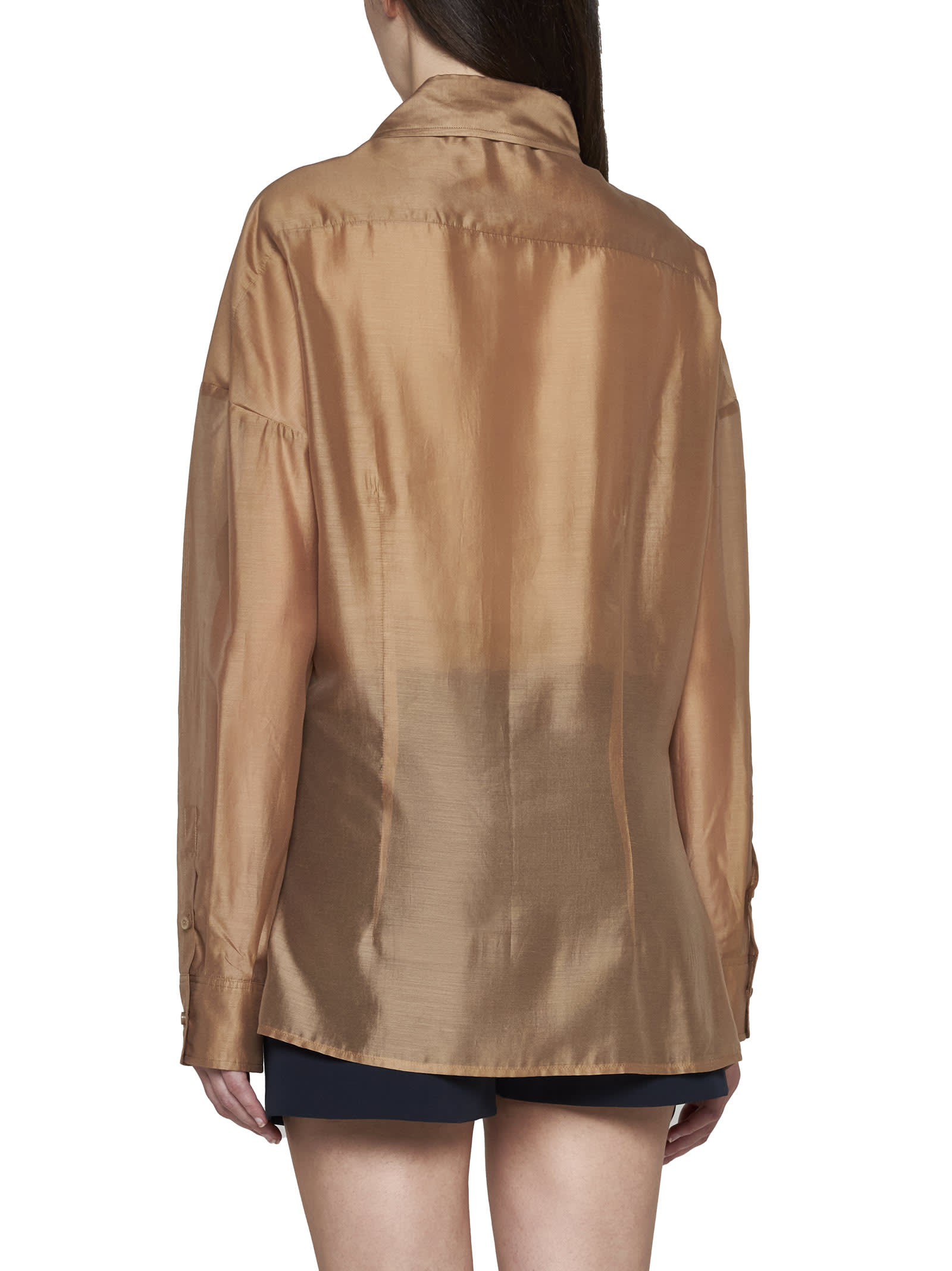 Shop Blanca Vita Shirt In Leather Brown