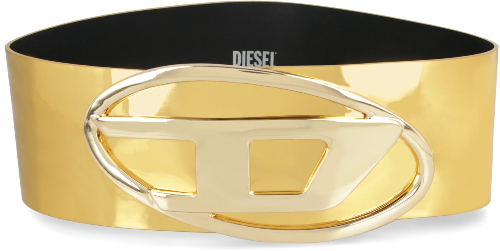 Shop Diesel B-1dr Metallic Leather Belt In Gold