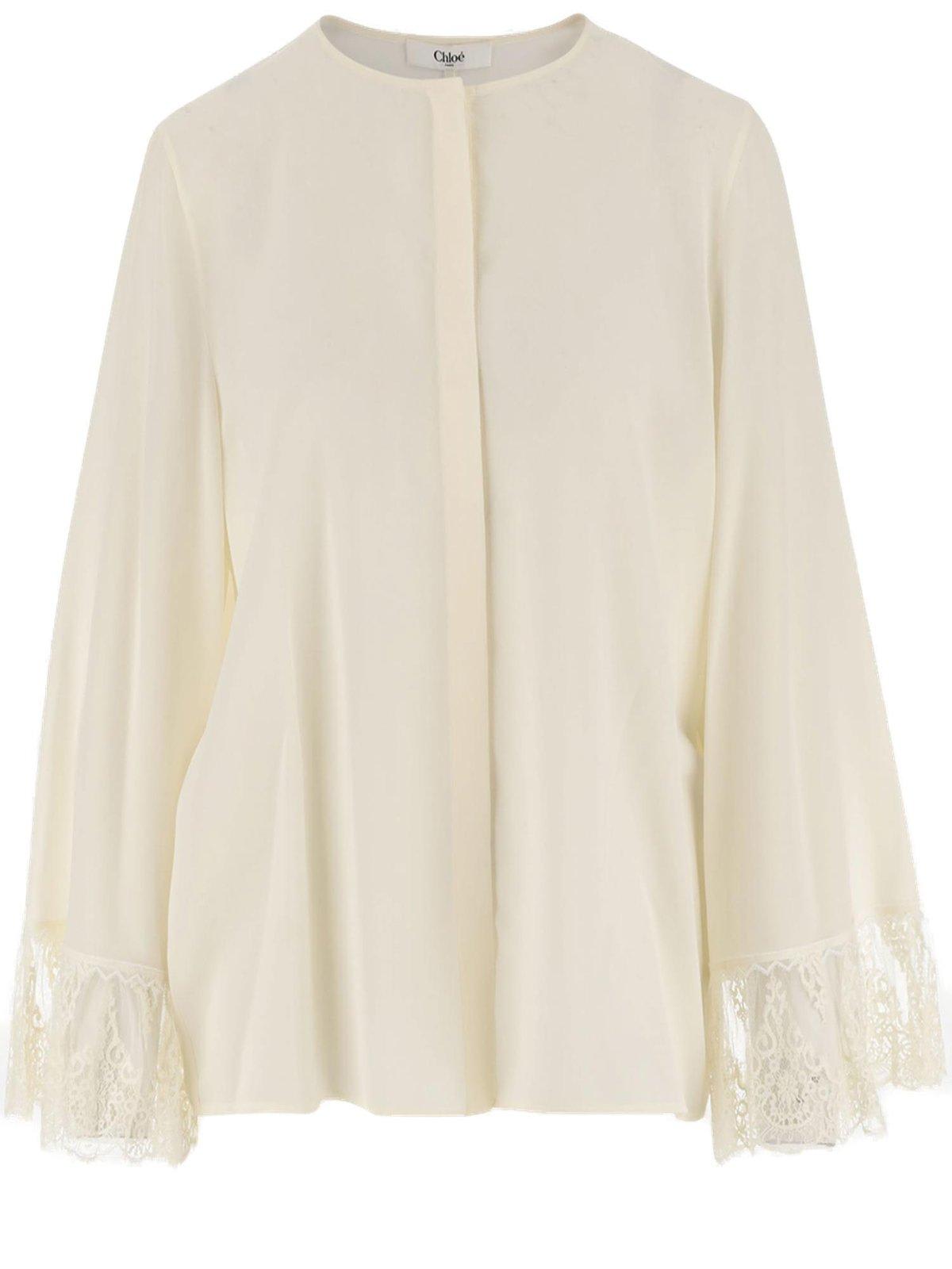 Shop Chloé Collarless Fluid Blouse