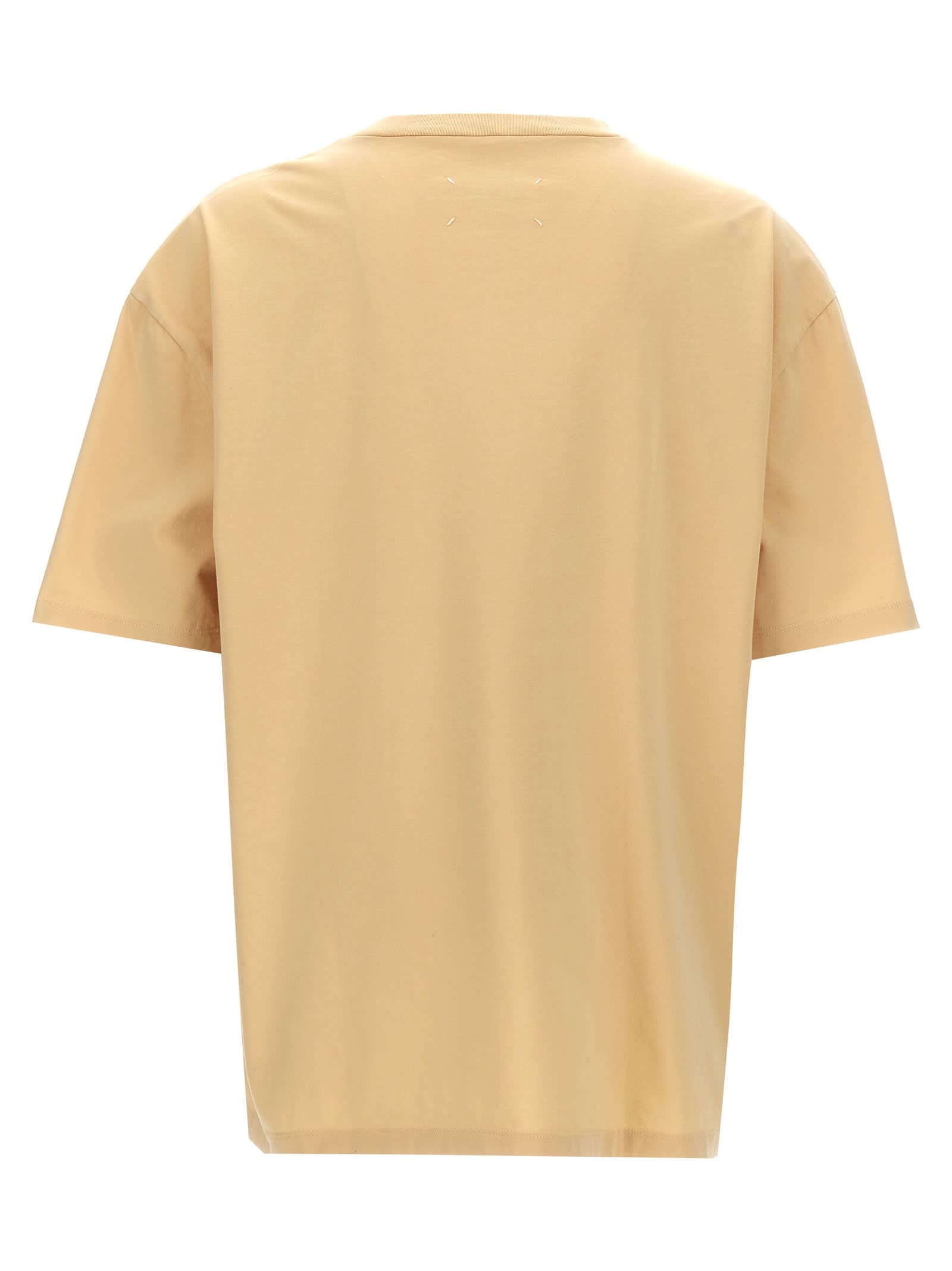 Shop Maison Margiela Logo Embroidery T-shirt In Beige