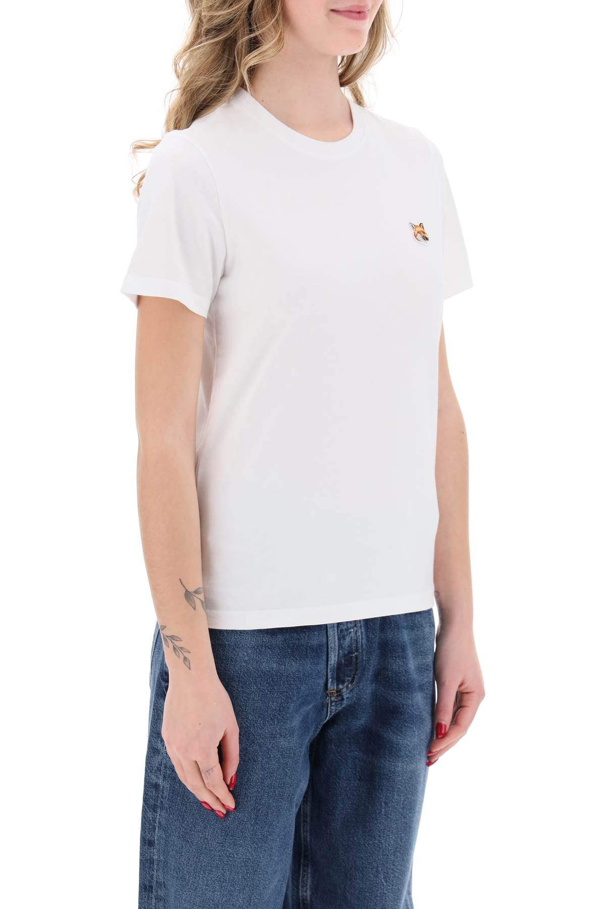 Shop Maison Kitsuné Fox Head Crew-neck T-shirt In White (white)
