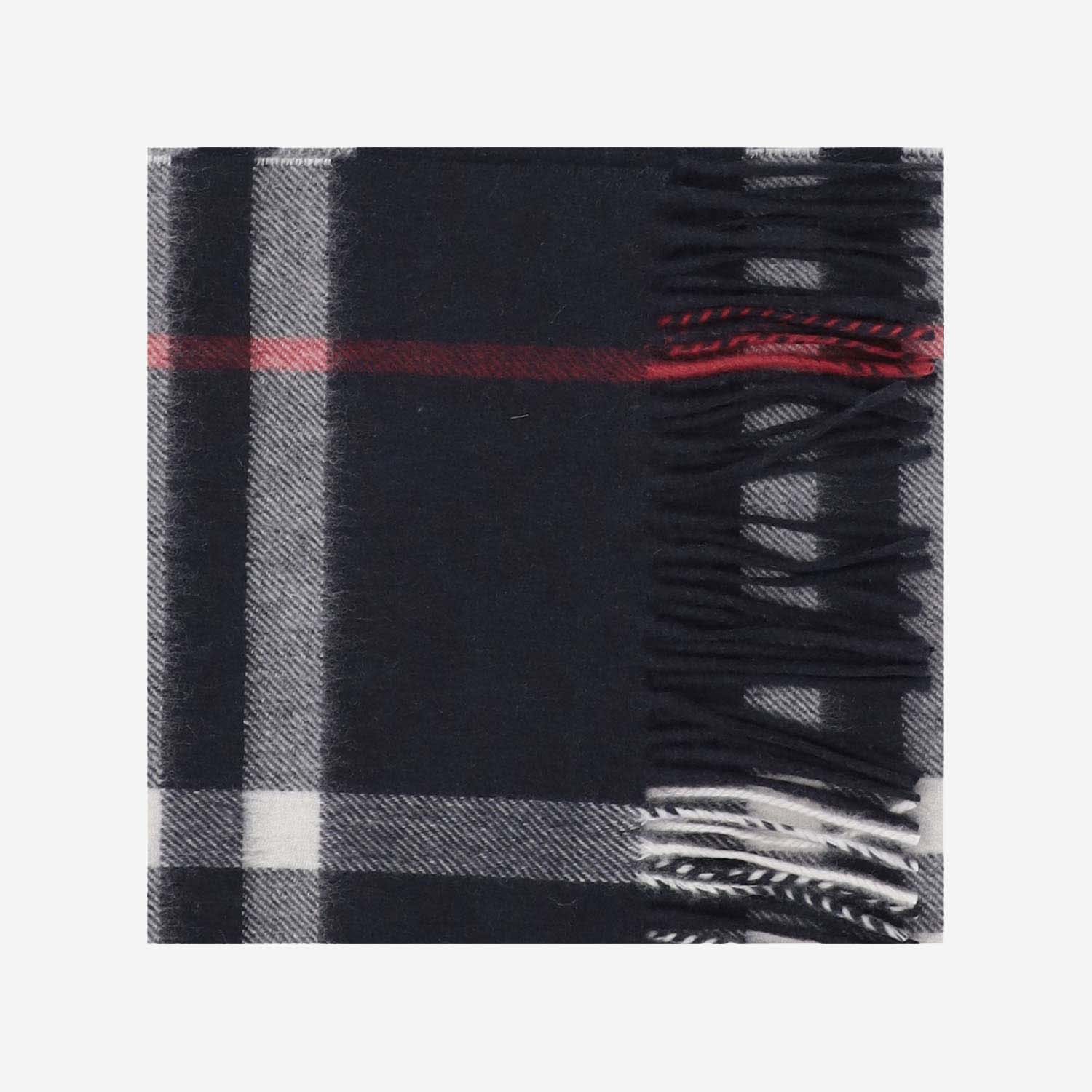 Shop Burberry Cashmere Scarf With Check Pattern In Blue