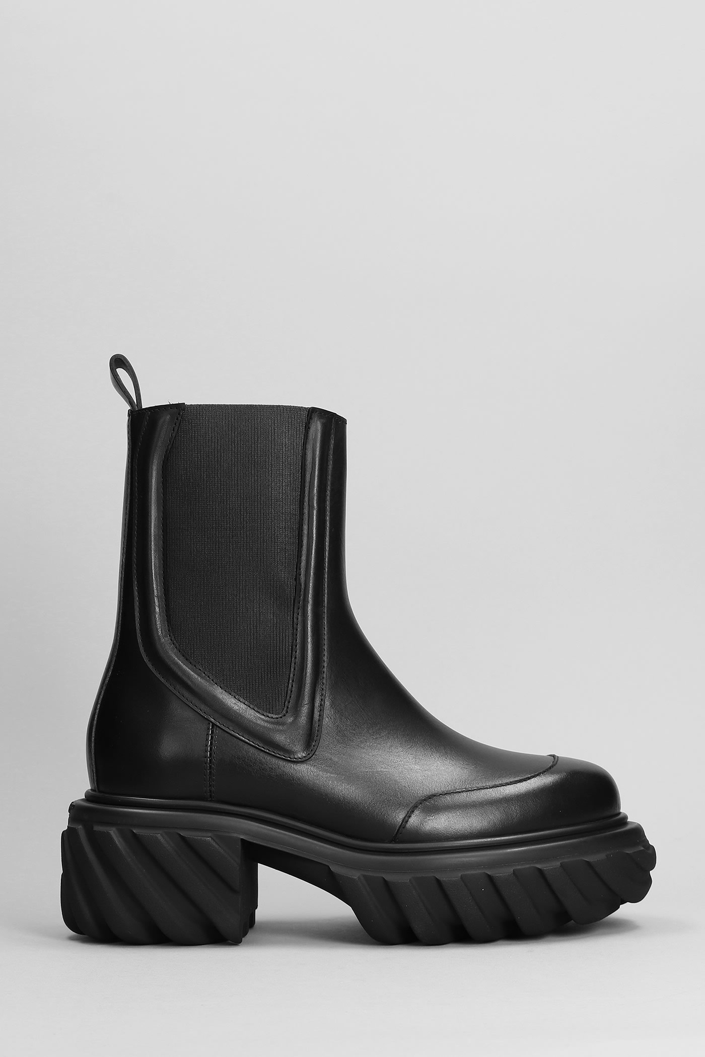 OFF-WHITE TACTOR MOTOR COMBAT BOOTS IN BLACK LEATHER
