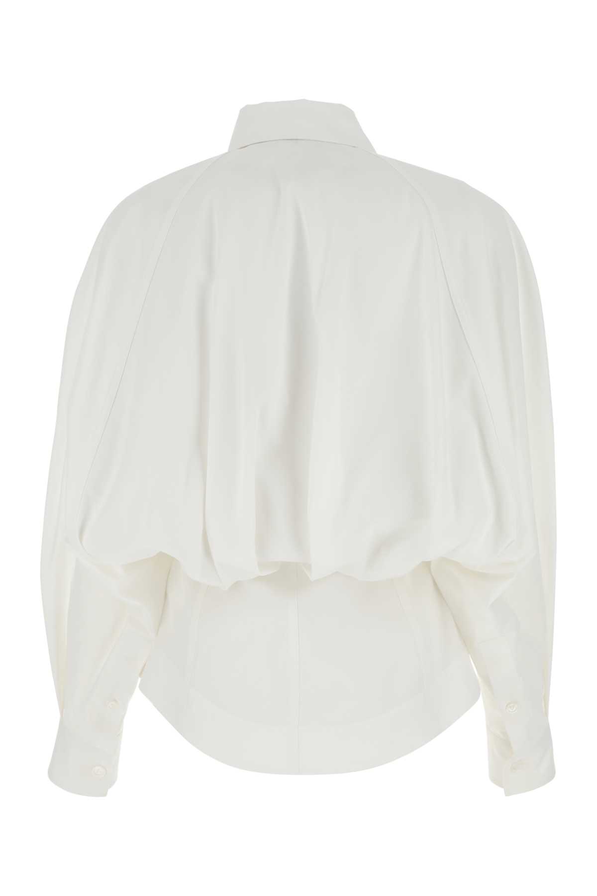 Shop Bottega Veneta White Cotton Blend Shirt In 9068