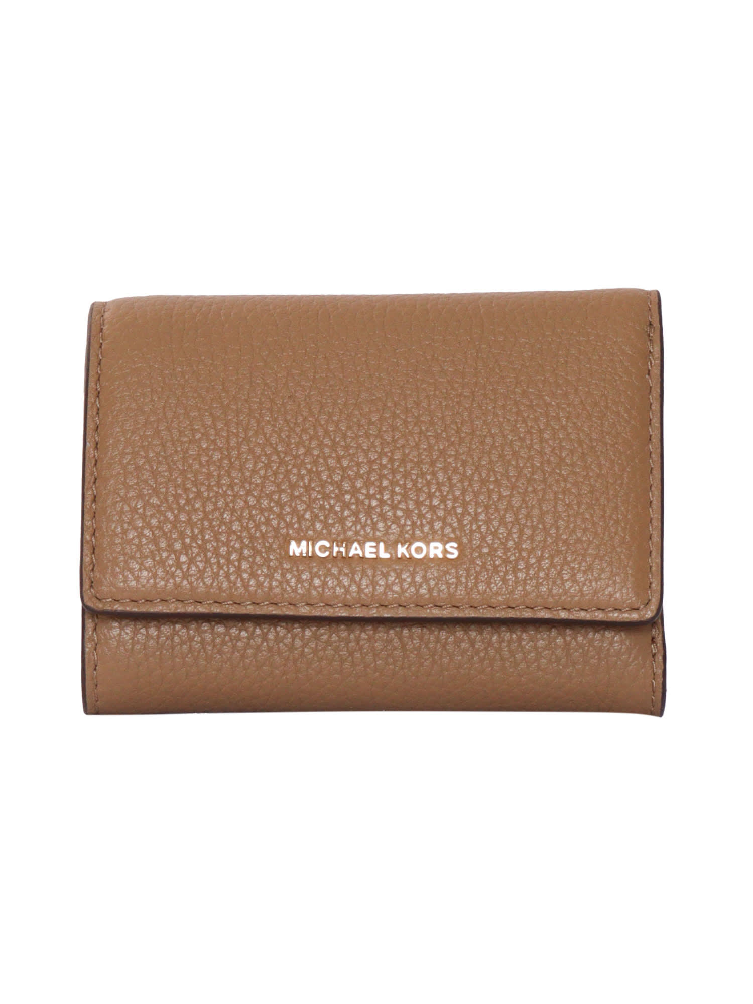 Michael Kors Tri-fold Leather Wallet In Brown