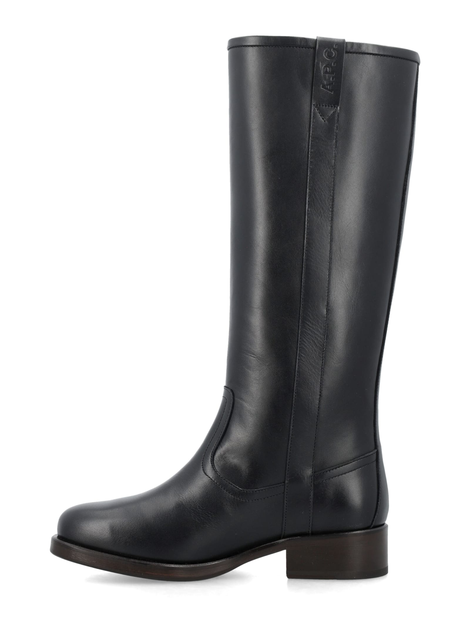 Shop Apc High Leather Boots In Black