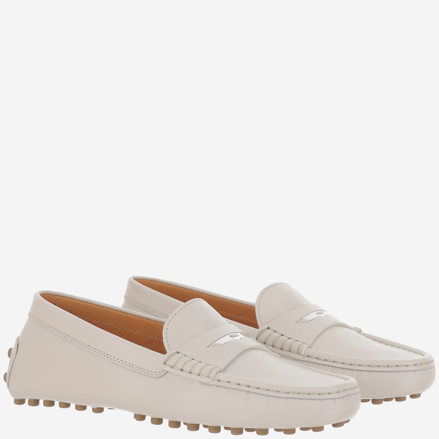 Tod's Leather Moccasin Rubber In White
