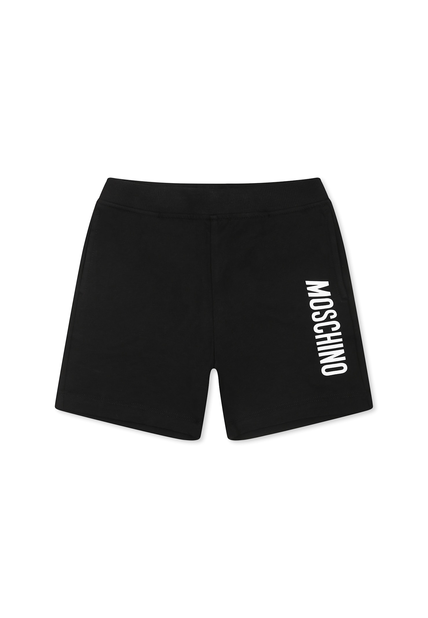 Moschino Logo Print Cotton Sweat Shorts In Black