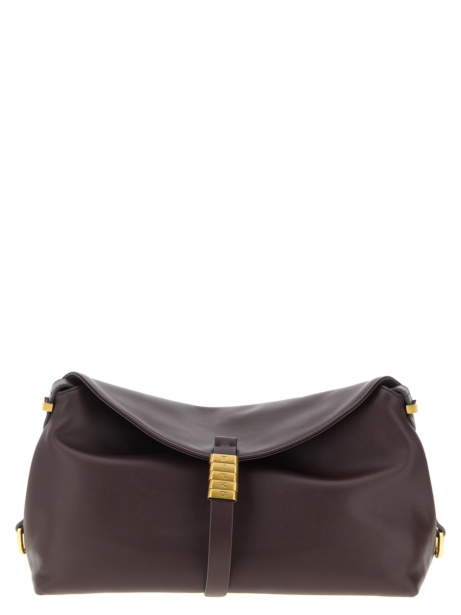 Pinko Classic Saddle Baguette Medium Shoulder Bag In Burgundy