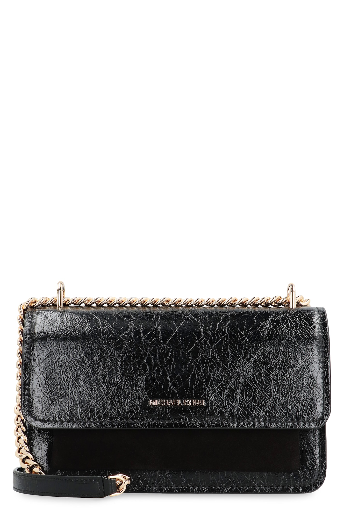 Shop Michael Michael Kors Claire Leather Shoulder Bag In Black