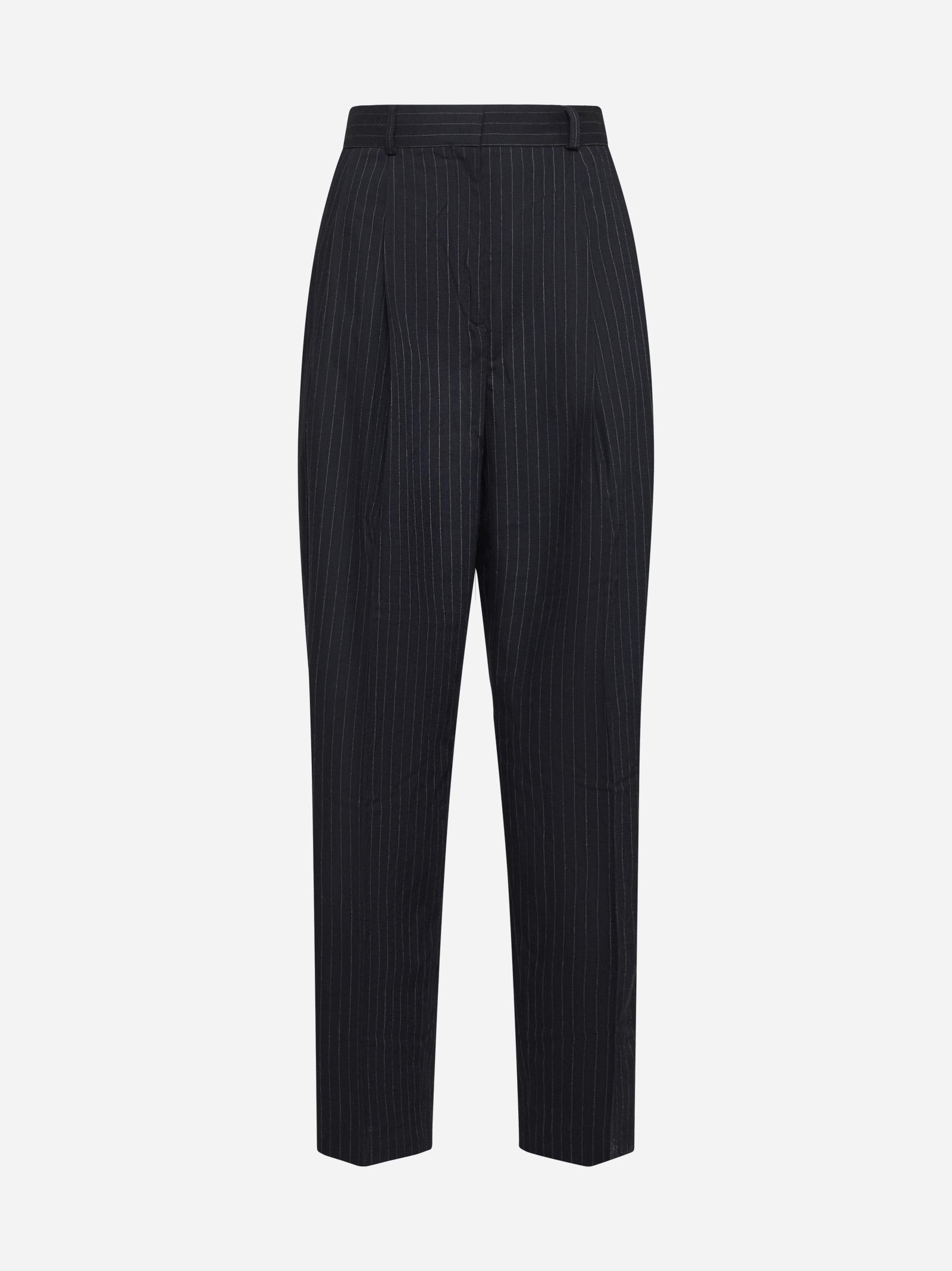 Shop Totême Pinstriped Wool-blend Trousers In Blue