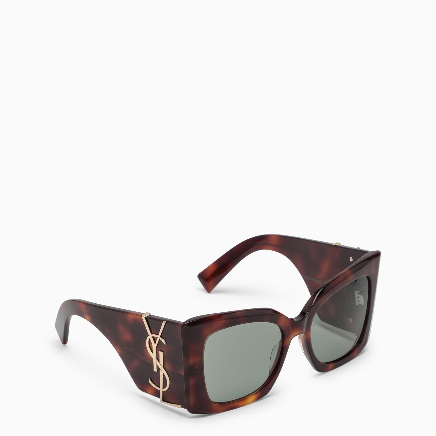 Shop Saint Laurent Sl M119 Blaze Tortoiseshell Sunglasses In Hav Green