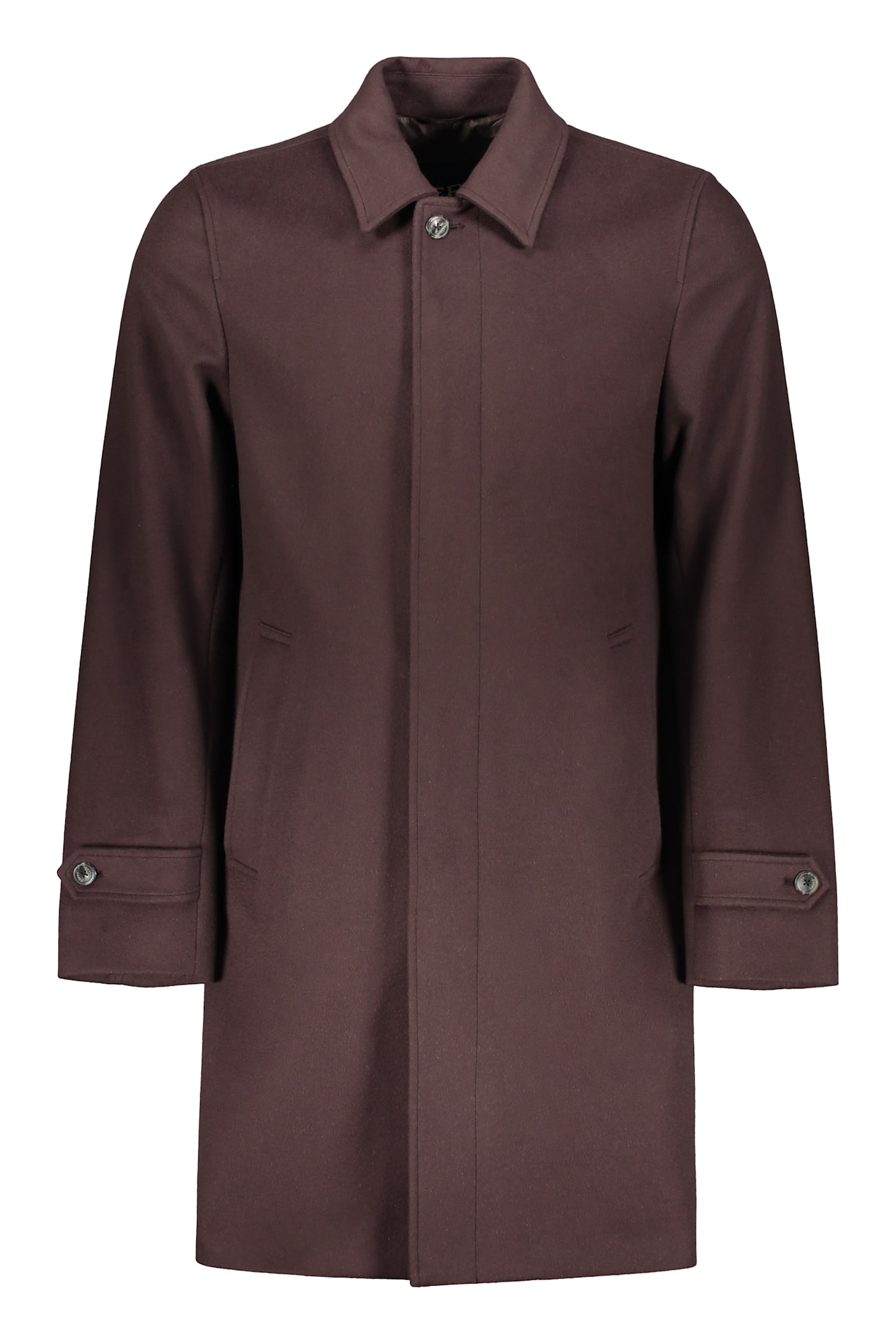 Herno Single-breasted Coat In Virgin Wool And Cashmere In Brown