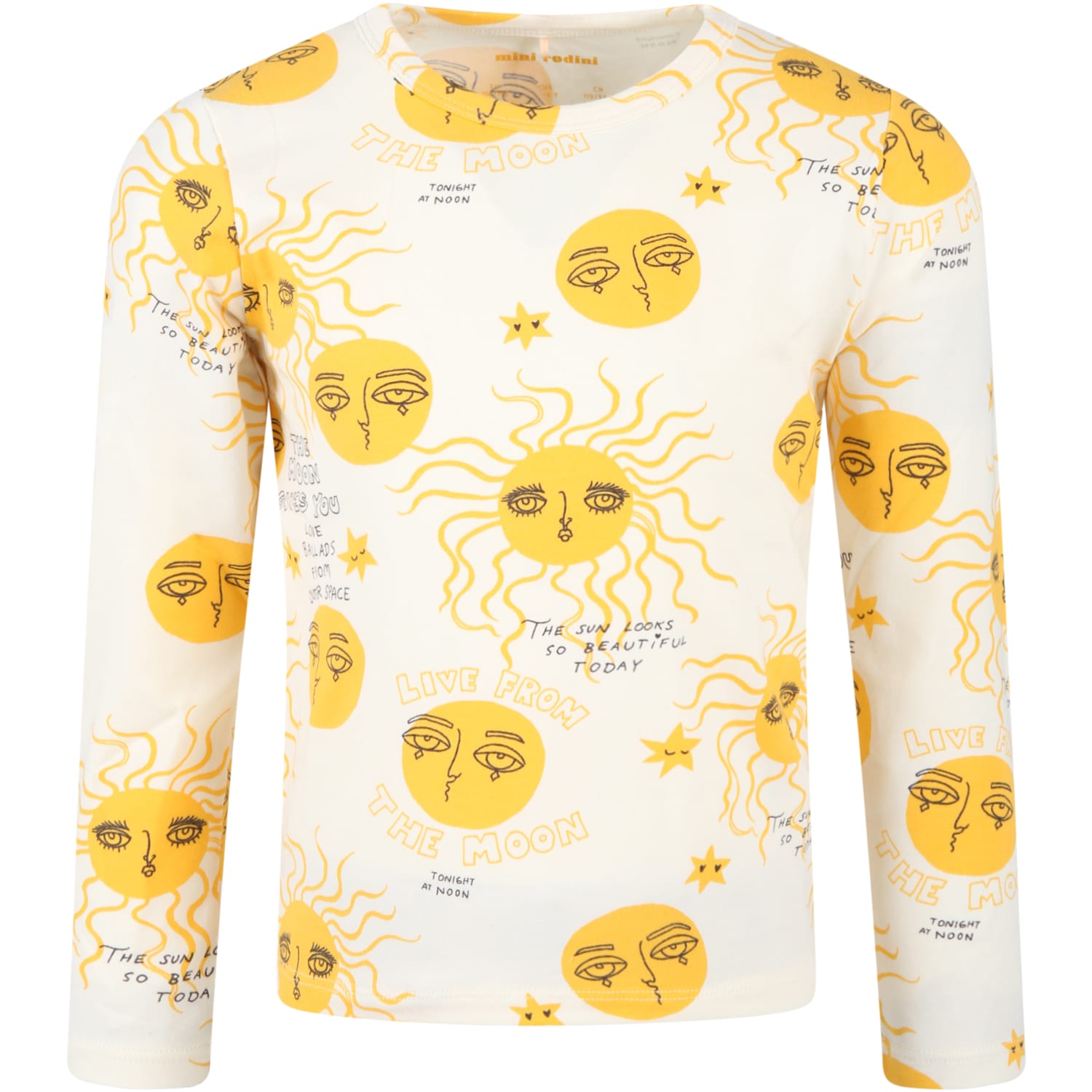 Mini Rodini Ivory T-shirt For Kids With Yellow Moon