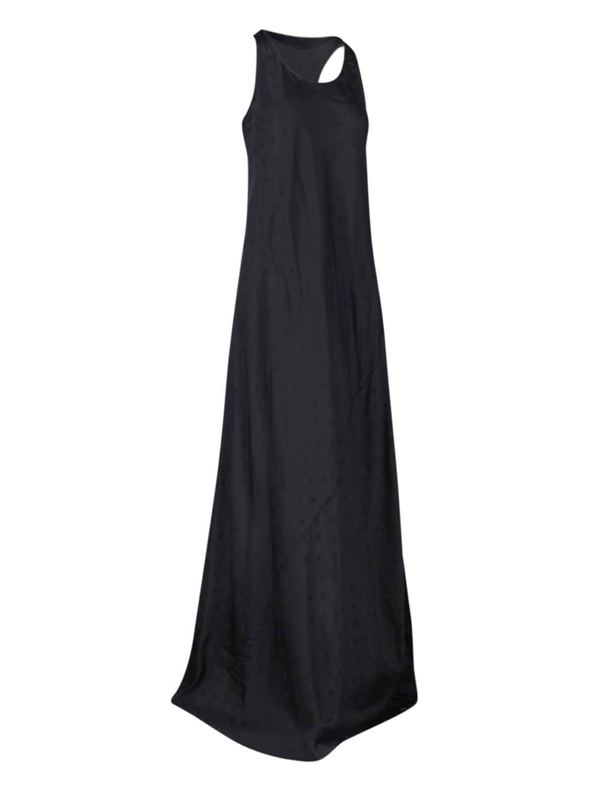 Balenciaga Black Long Evening Dress With Logo Motif All-over In Viscose Woman In Black