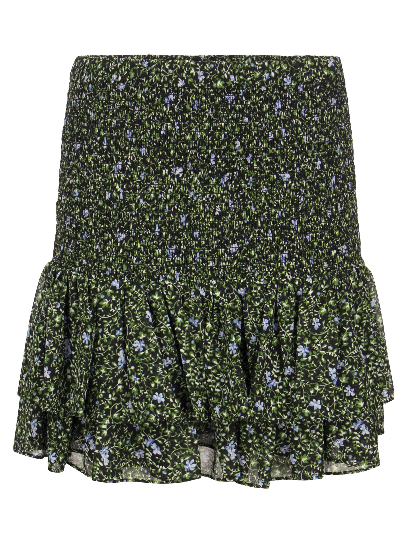 Michael Kors Georgette Miniskirt With Smock Stitch And Floral Print