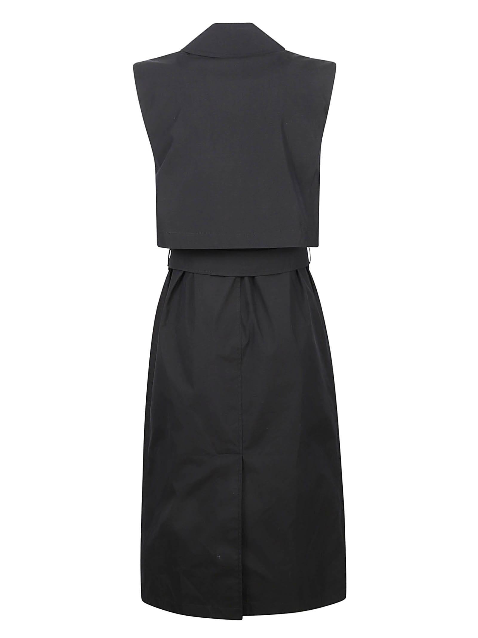 Shop Burberry Double-breast Sleeveless Belted Dress In Black