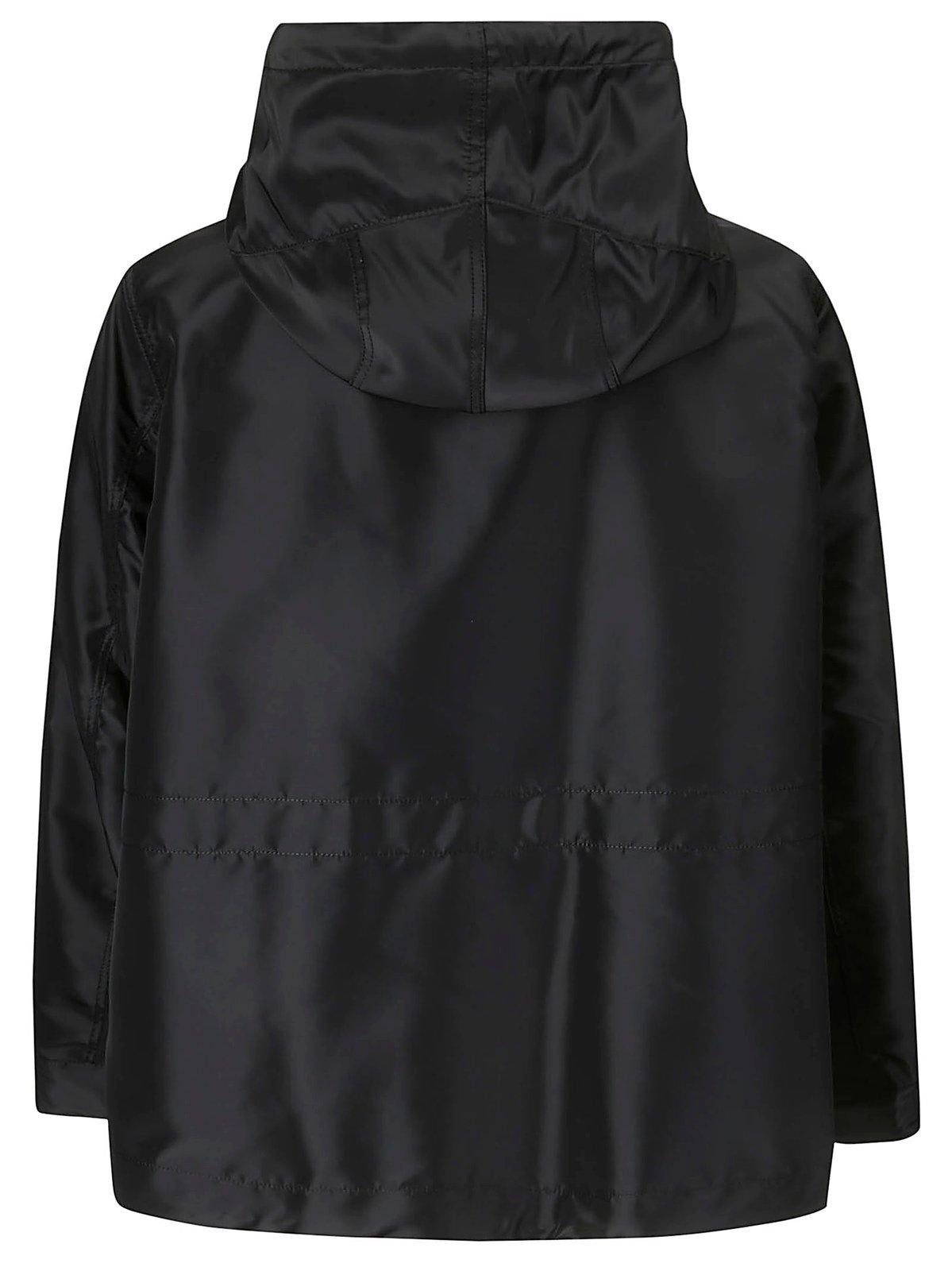 Shop Sacai Drop Shoulder Drawstring Twill Hoodie In Black