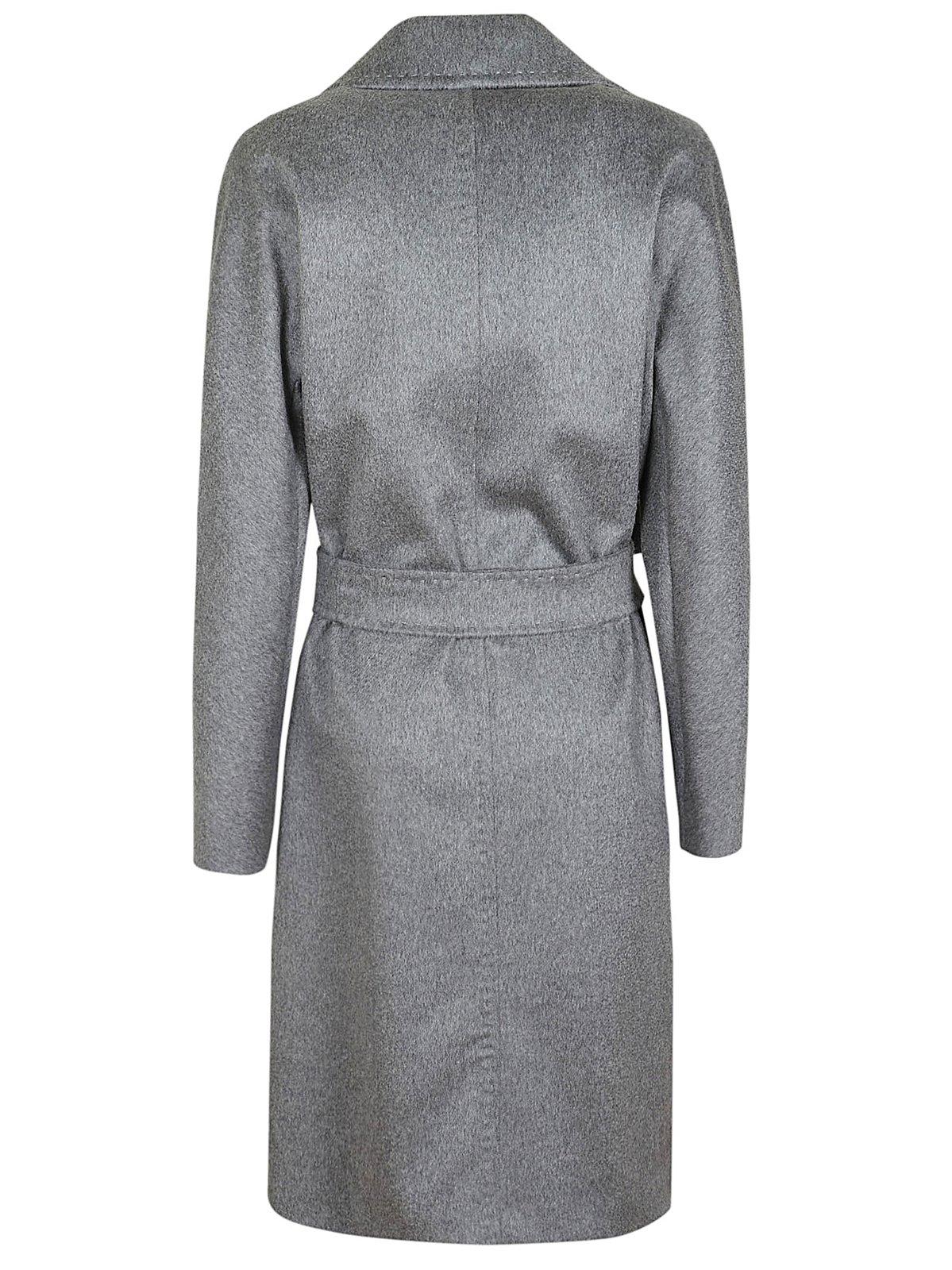 Shop Max Mara Double-breasted Belted Coat In Grigio