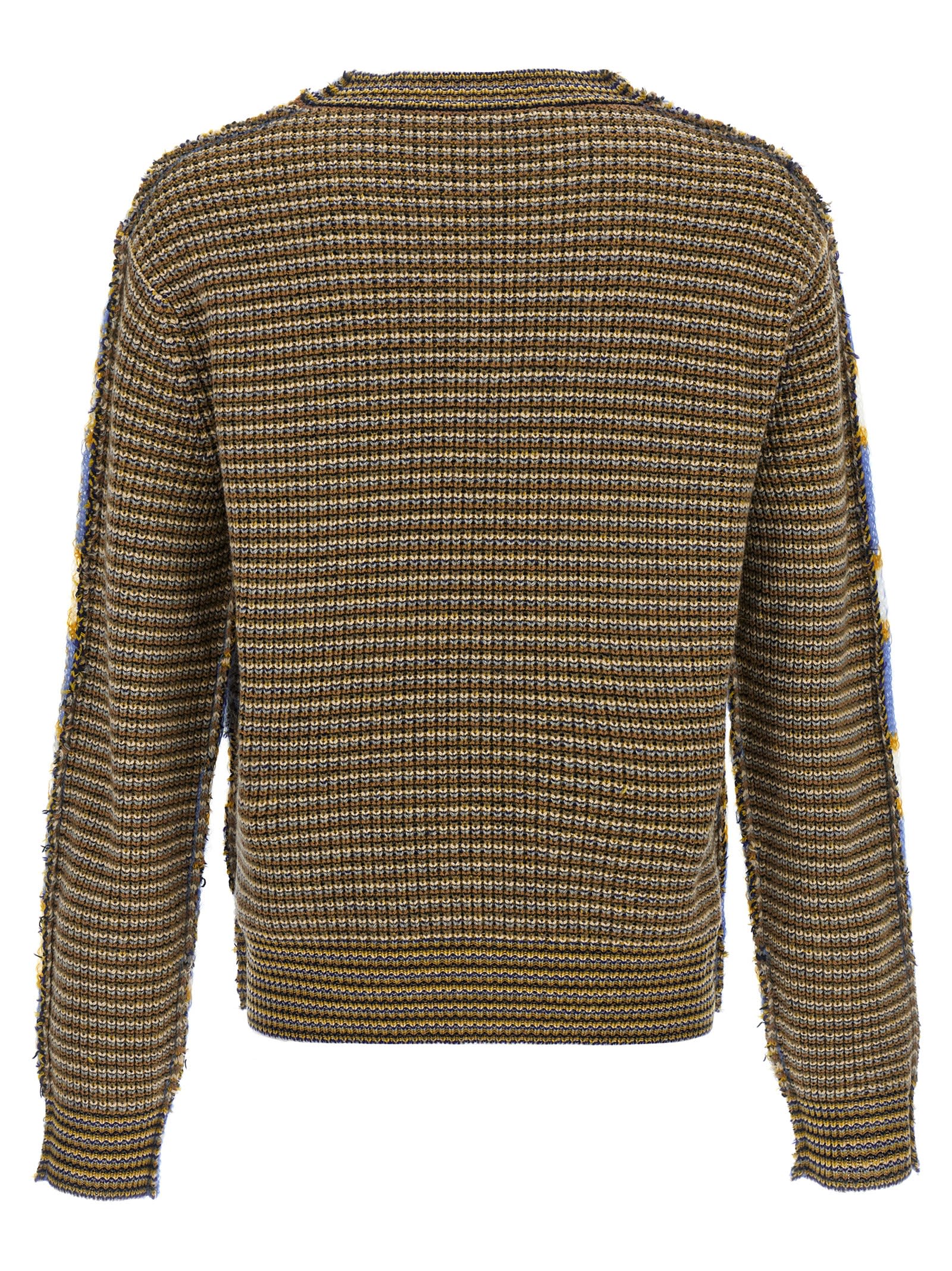 Marni Striped Pattern Round Neck Sweater In Blue