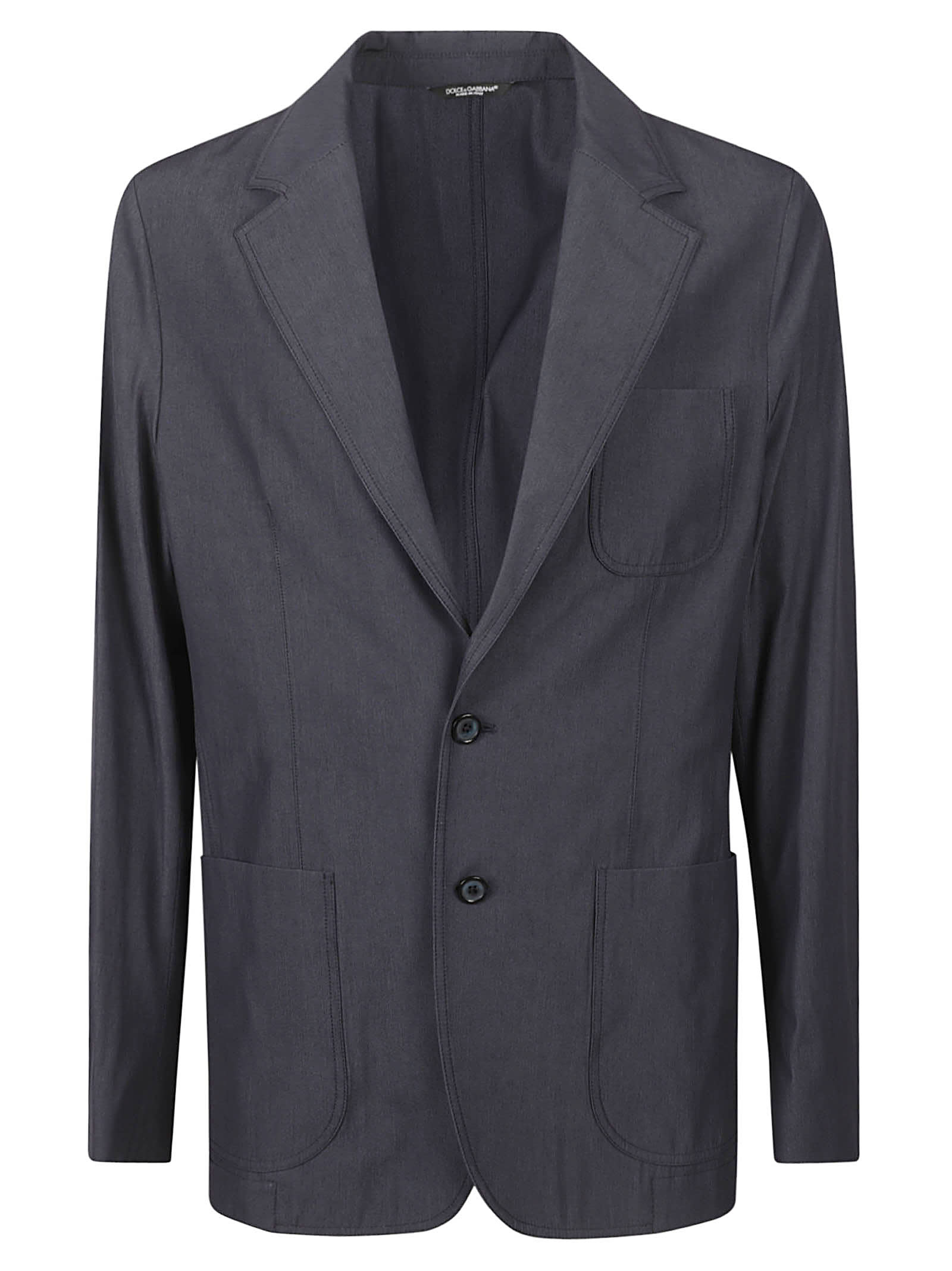 Shop Dolce & Gabbana Classic Patched Pocket Blazer In Dark Blue