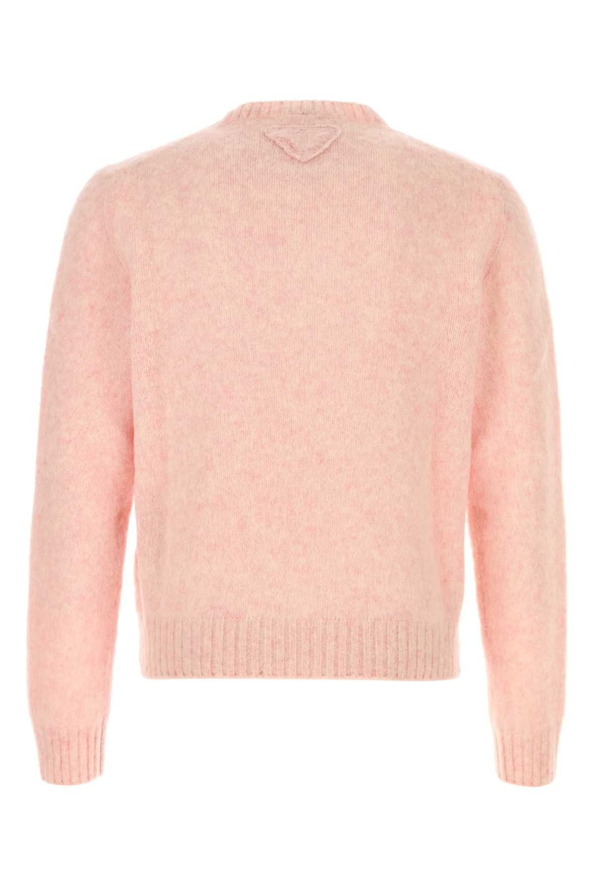 Shop Prada Melange Pastel Pink Wool Sweater In Alabastro