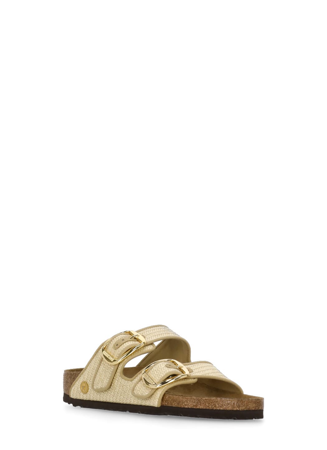 Birkenstock Rafia Arizona Big Buckle Sandals In Yellow