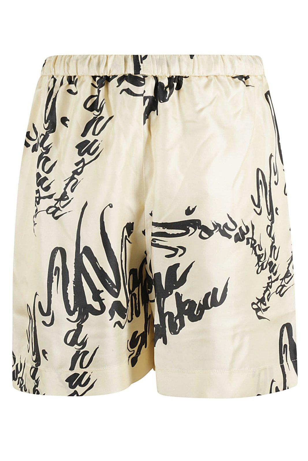 Shop Nanushka Ceylin Logo-printed Drawstring Shorts In Beige