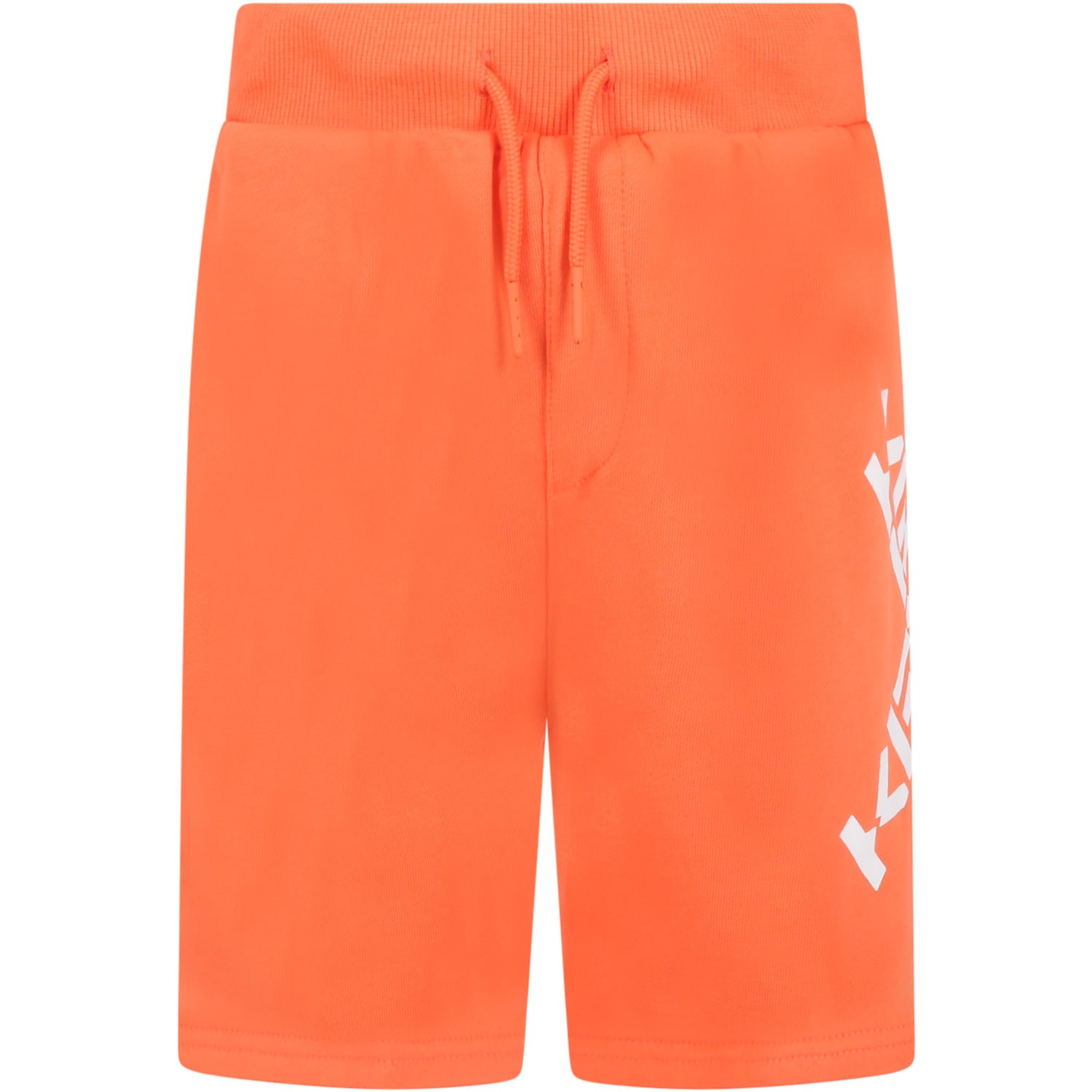 Kenzo Kids Orange Short For Boy With Logos