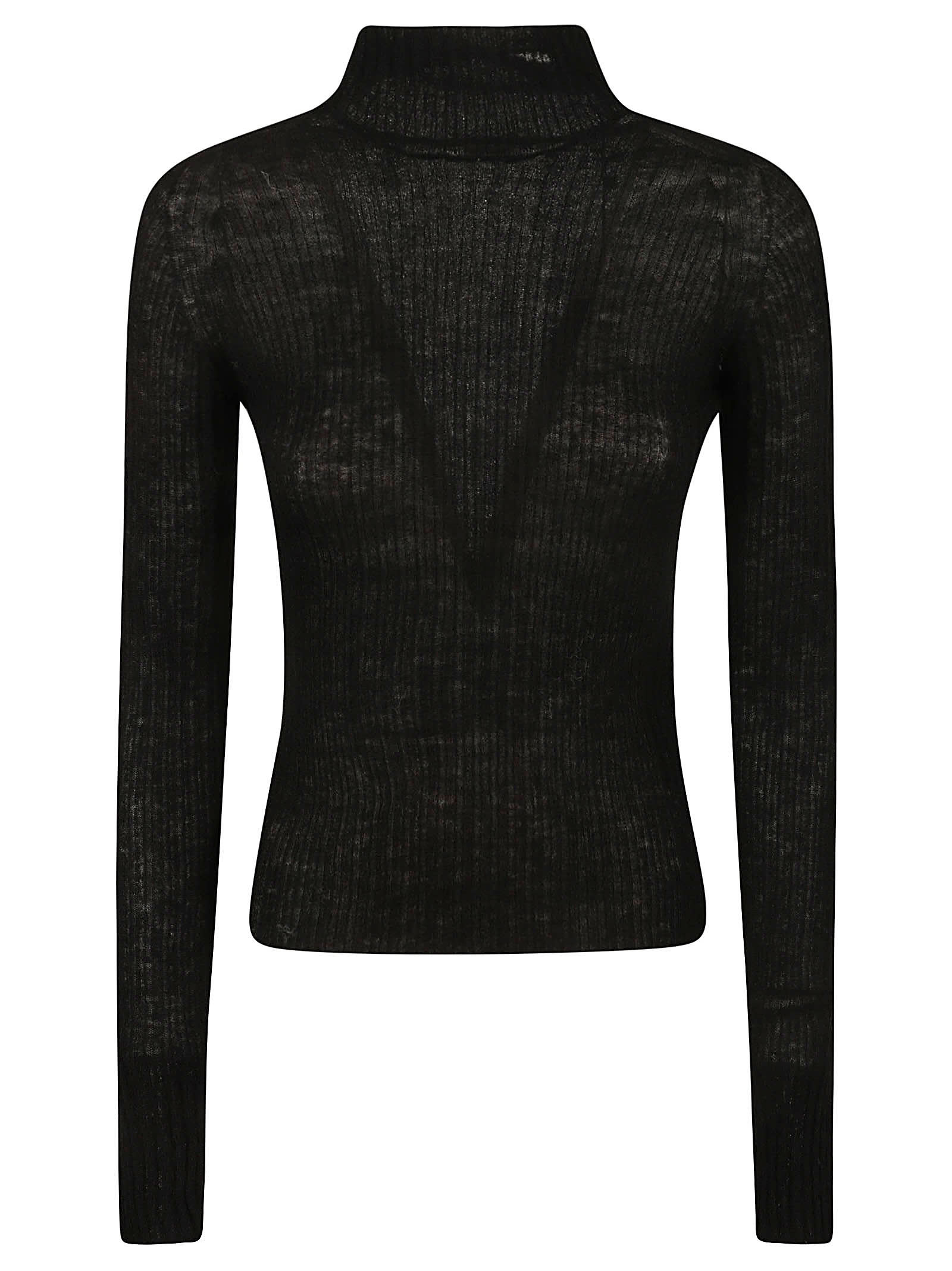 Shop Saint Laurent Ribbed Sweater In Black