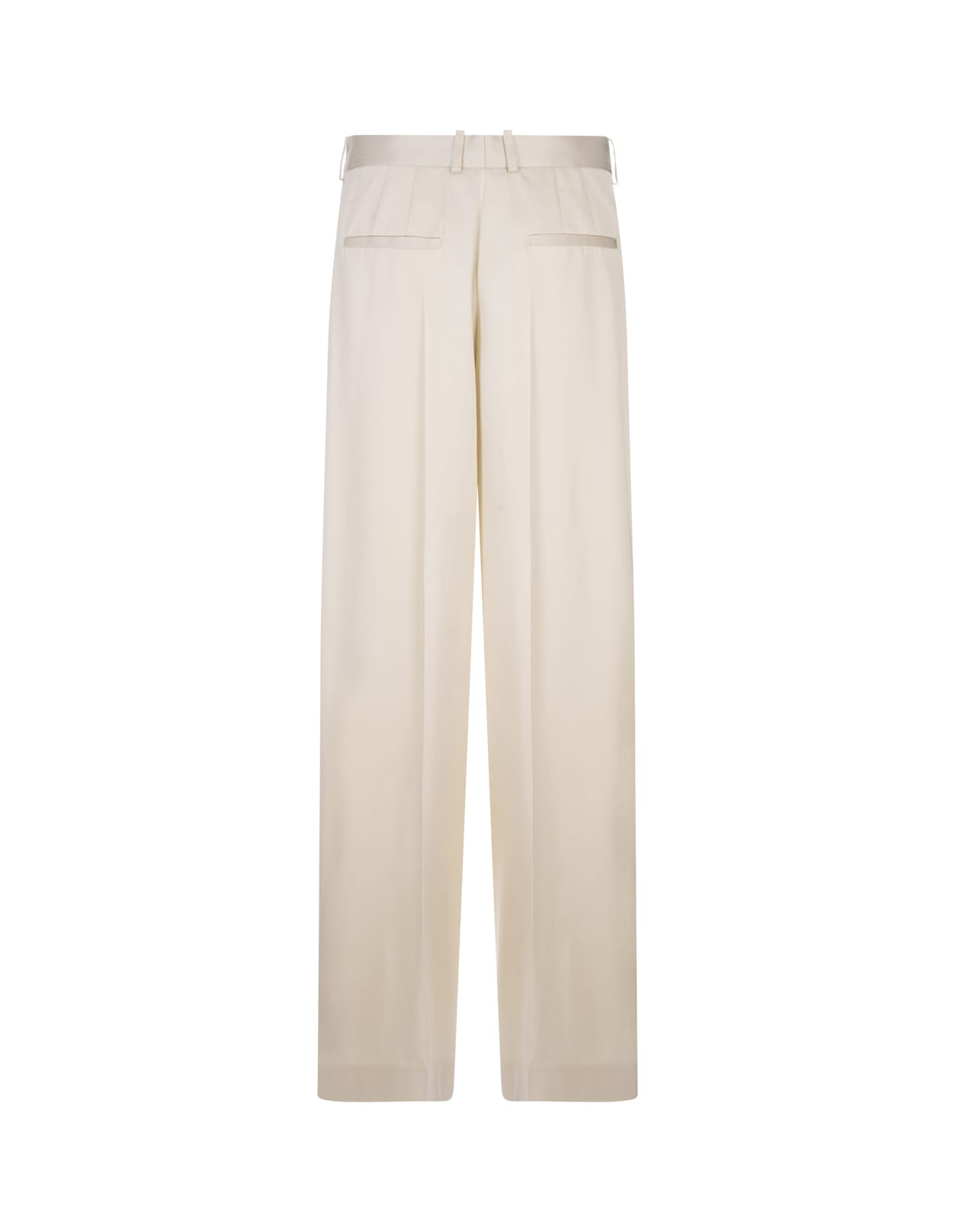 Shop Jil Sander White Trousers With Satin Detailing