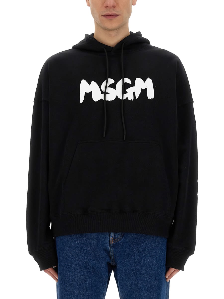 Shop Msgm Sweatshirt With Logo In Black