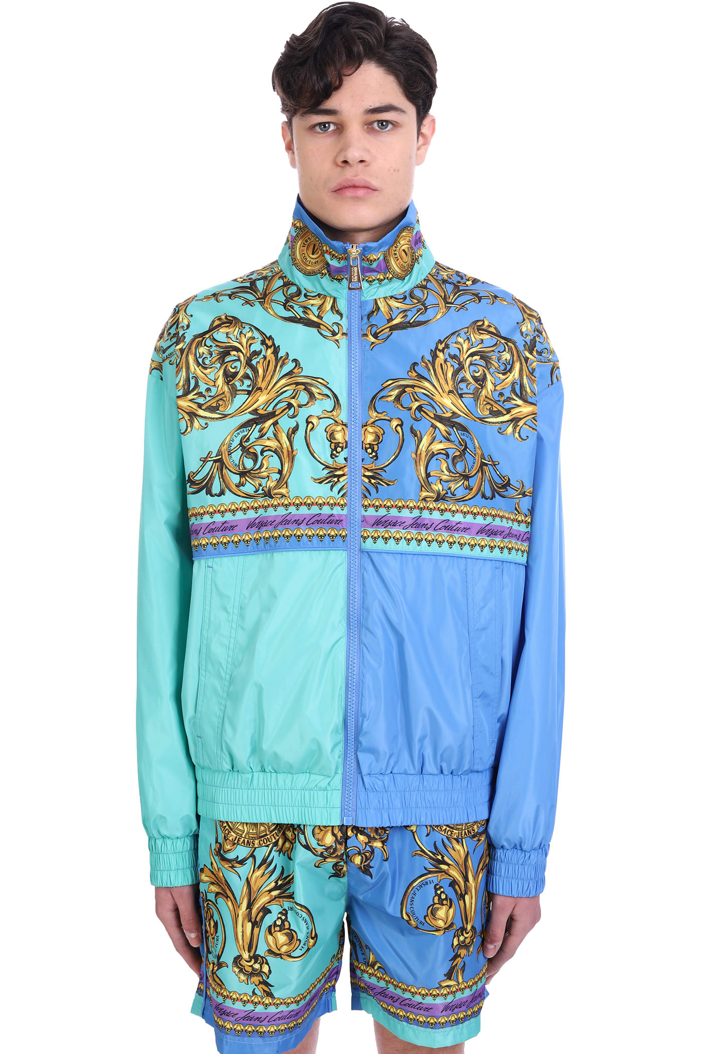 Versace Jeans Couture Casual Jacket In Green Polyester