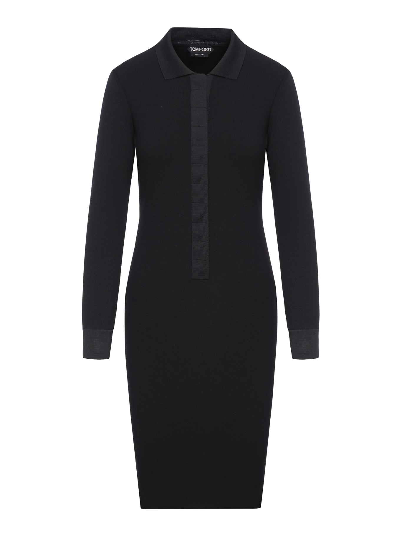 Shop Tom Ford Full Needle Stretch Wool - 14gg Polo Dress In Black