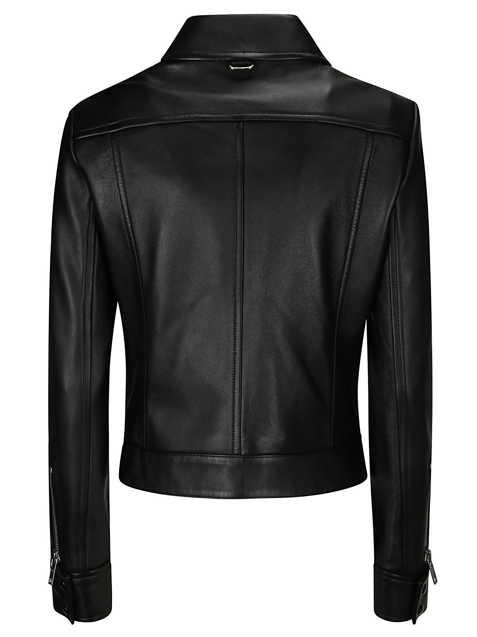 Shop Courrèges Zipped Iconic Leather Jacket In Black