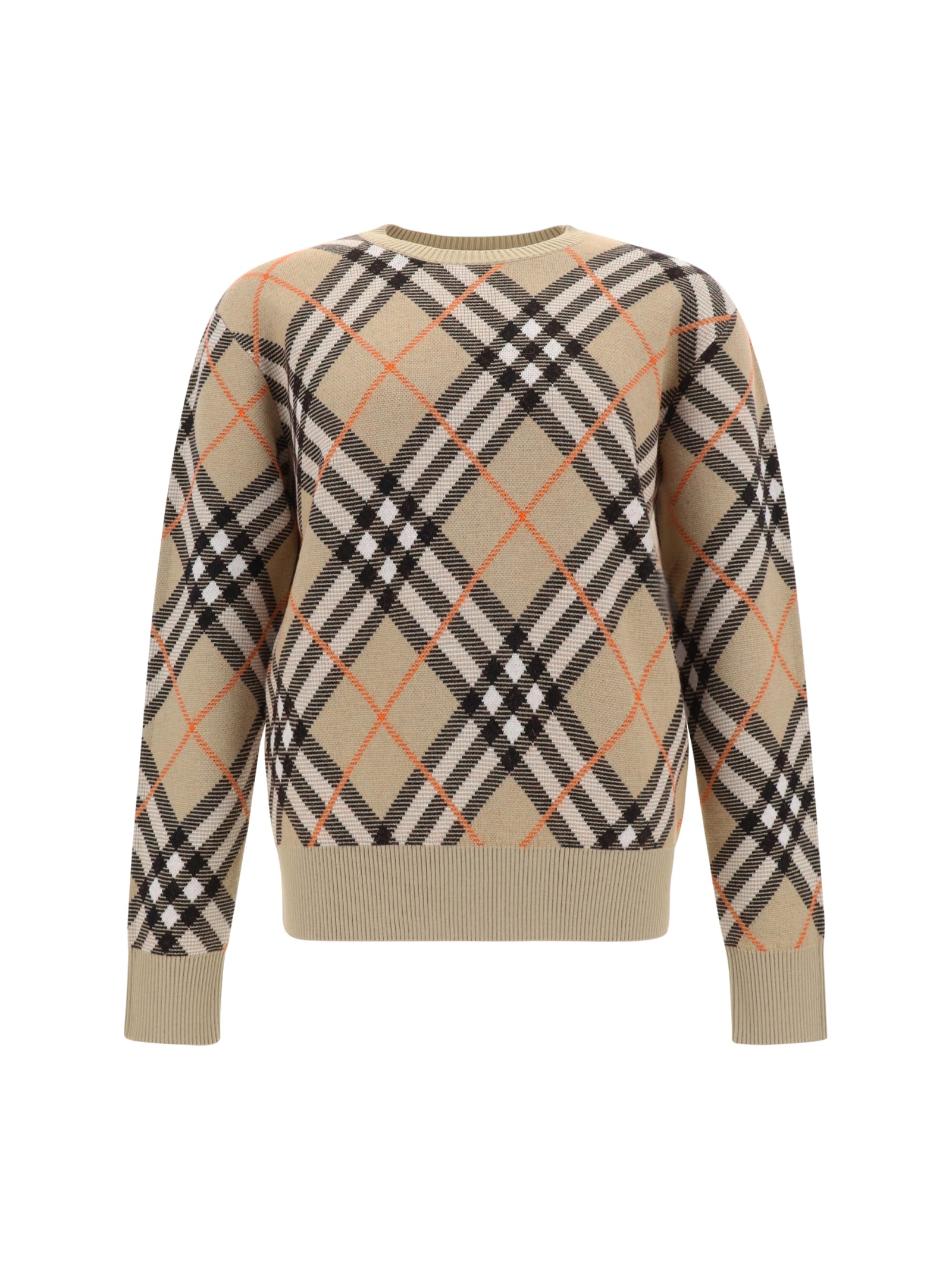 Shop Burberry Sweater In Sand Ip Check