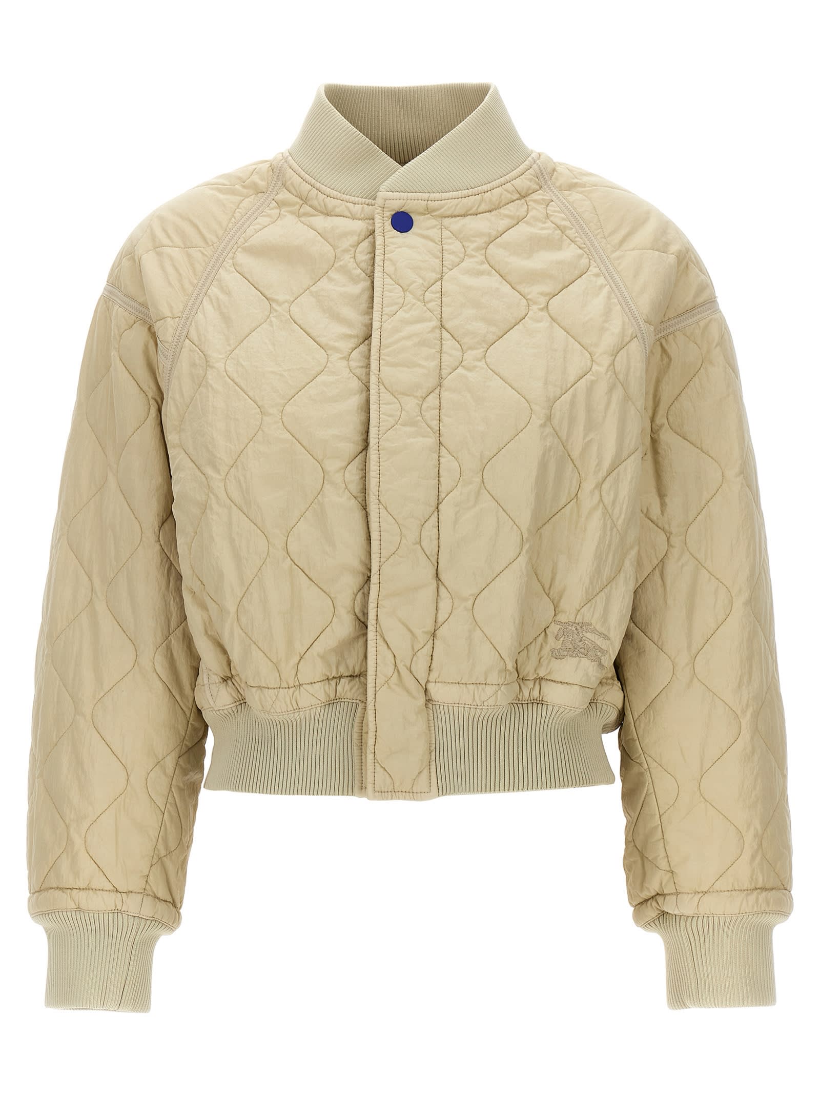 Shop Burberry Quilted Bomber Jacket In Beige