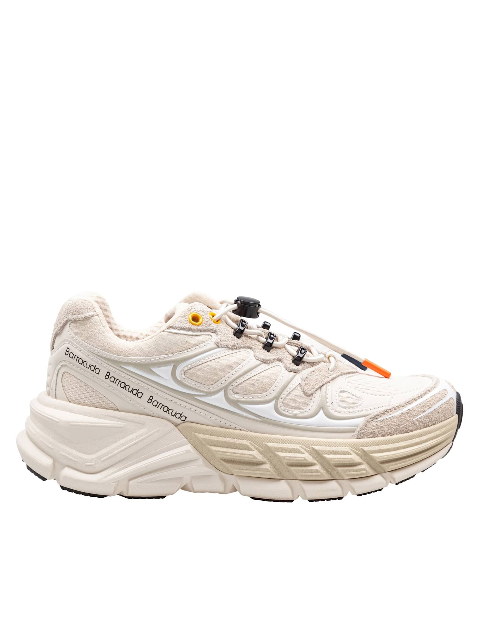 Barracuda Round-one Sneakers In Technical Fabric And Suede In White