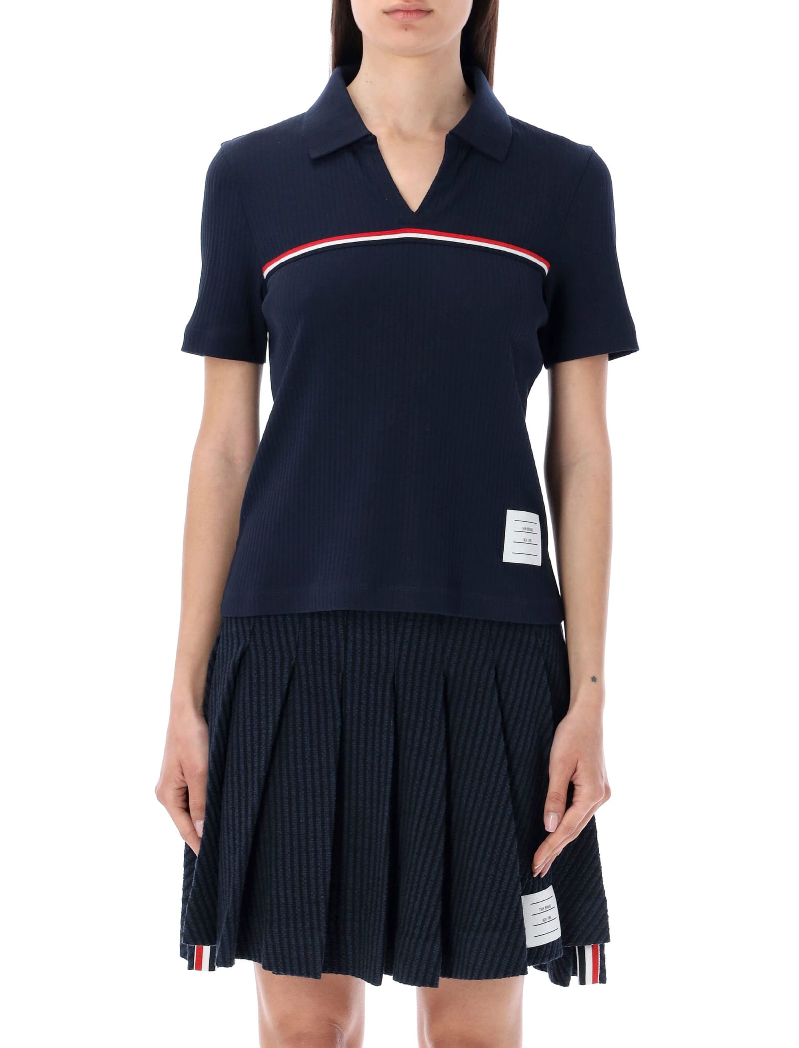 S/s Polo With Web Stripes