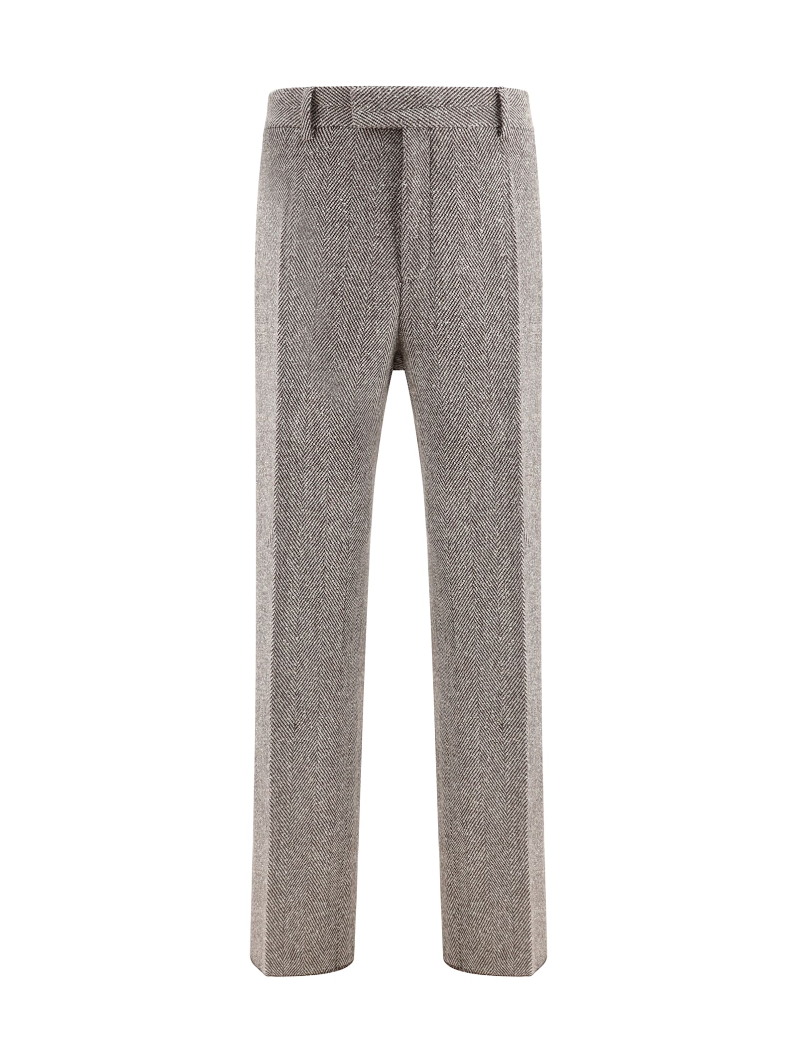 Ferragamo Men Wide Chevron Pants In Gray
