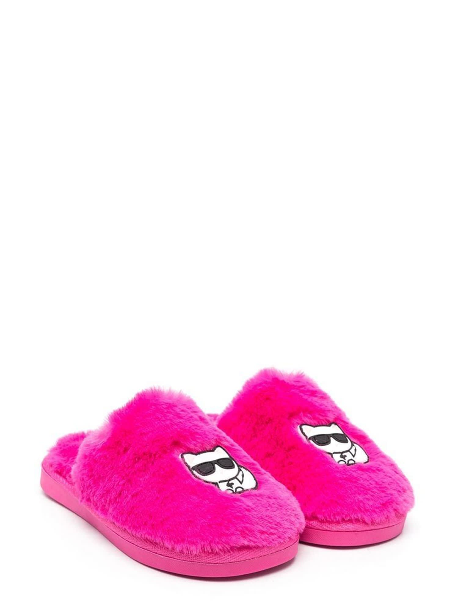 Karl Lagerfeld Fluffy Mules With Patches