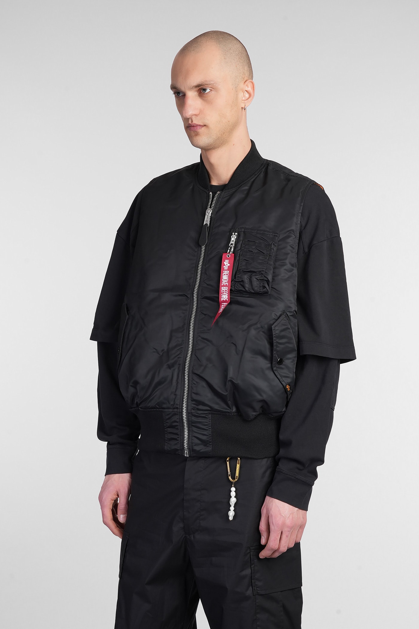 ALPHA INDUSTRIES MA-1 VEST VEST IN BLACK NYLON
