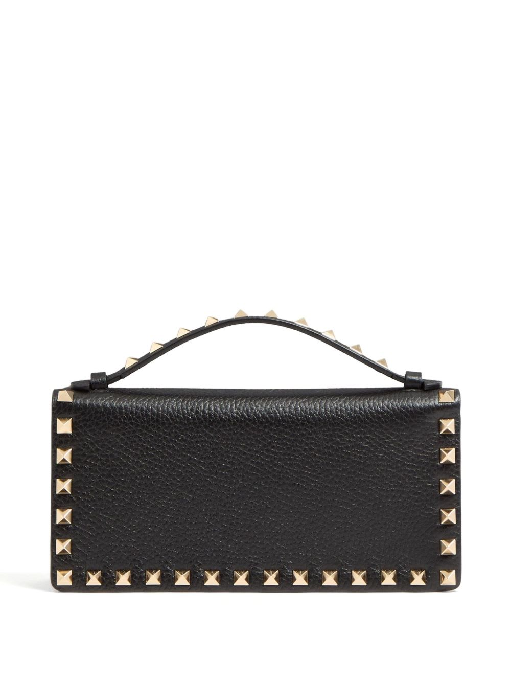 Valentino Rockstud Leather Wallet On Chain In Black