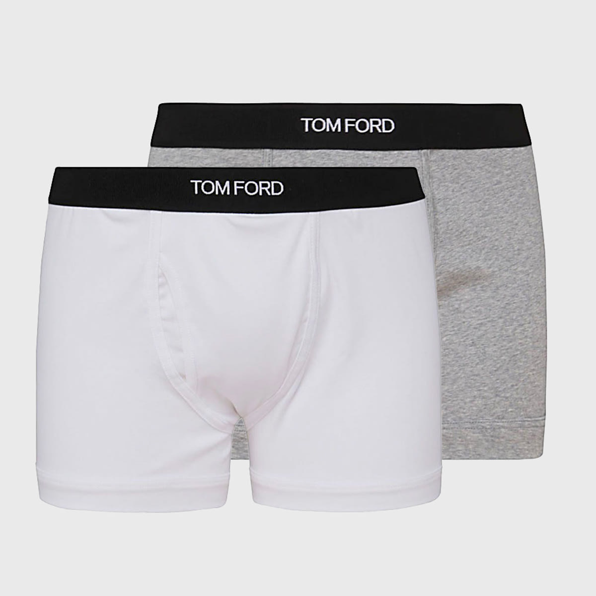 Tom Ford White And Grey Cotton Stretch Two Pack Logo Boxers