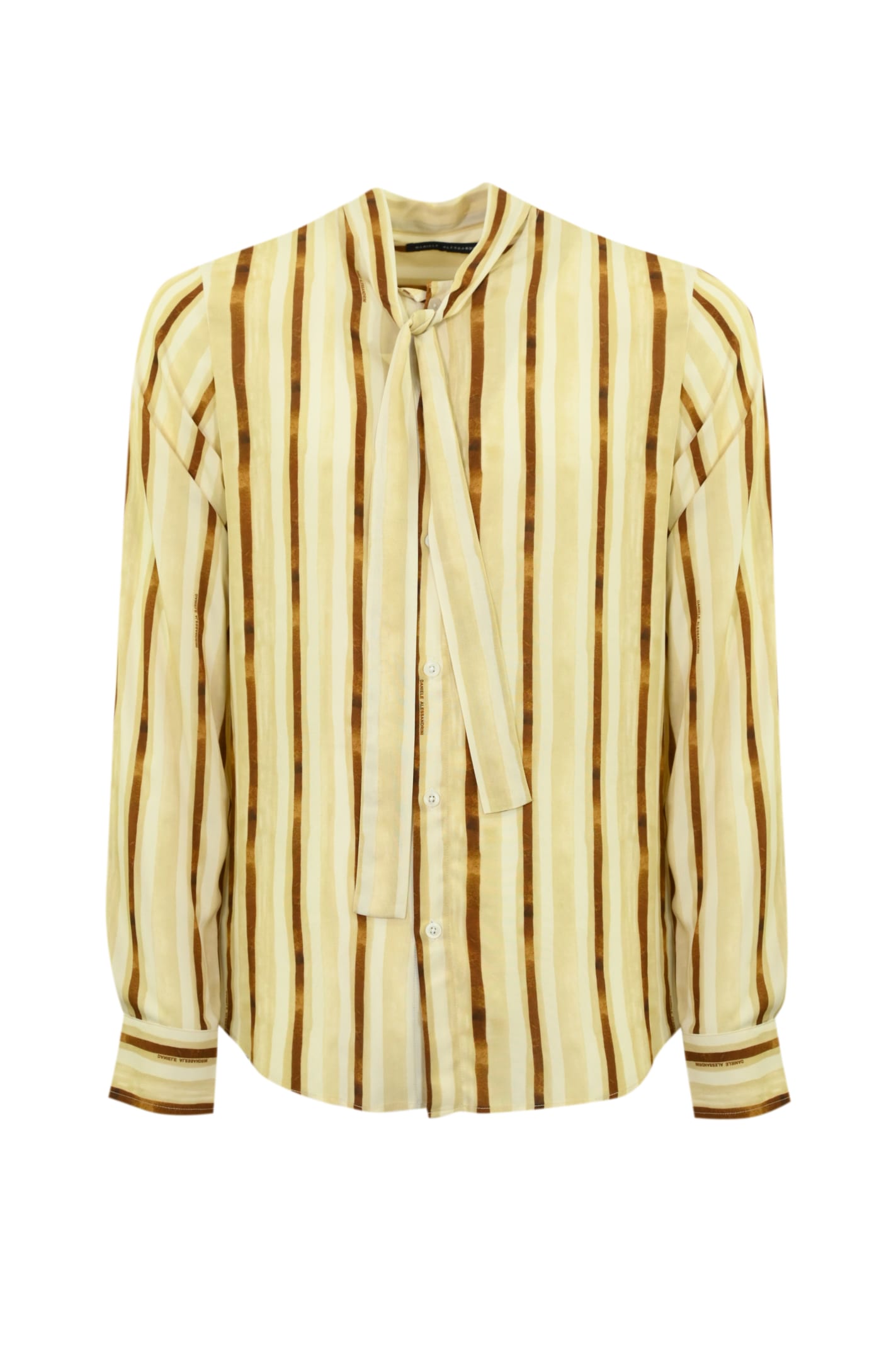 Daniele Alessandrini Striped Viscose Shirt In Yellow