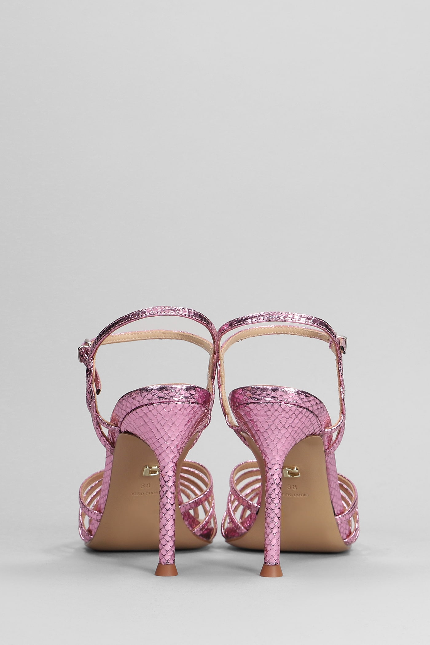 Shop Lola Cruz Tango 95 Sandals In Rose-pink Leather